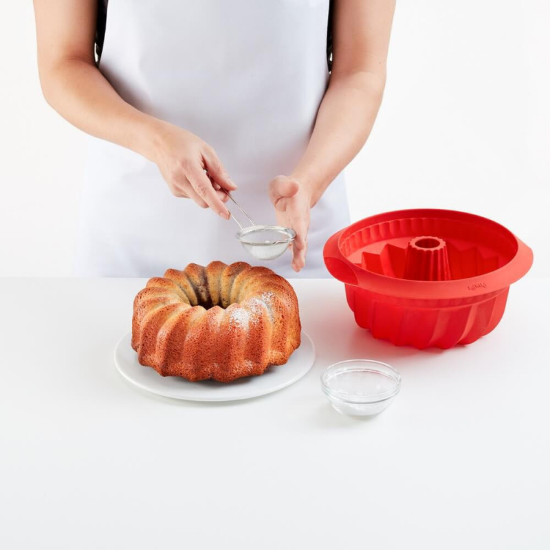 Tava de copt Lekue 1009483, Ø22 cm, silicon platinat, de la -60 °C la +220 °C, roșu