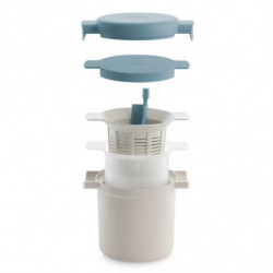 Set cupe preparare kefir si iaurt Lekue 1010155, 18,5 x 14,5 x 15,5 cm, +4°C / +90°C, Alb/Albastru