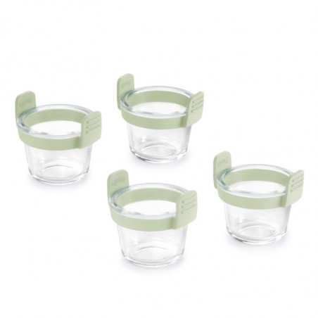 Set 4 cupe de copt pentru friteuze cu aer cald Lekue 1010157, 10,5 x 9,5 cm, -20°C/ +220°C, Sticla/silicon, Verde