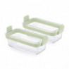 Set de 2 forme de copt dreptunghiulare Lekue 1010158, Pentru friteuză, Mânere din silicon, Sticlă borosilicată, Verde