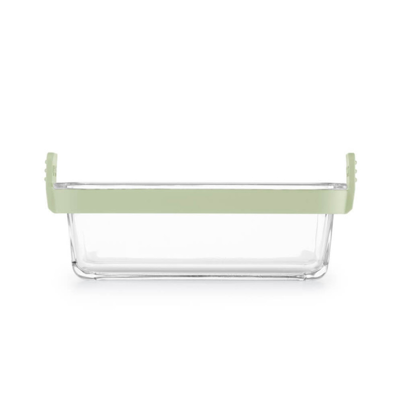 Set de 2 forme de copt dreptunghiulare Lekue 1010158, Pentru friteuză, Mânere din silicon, Sticlă borosilicată, Verde