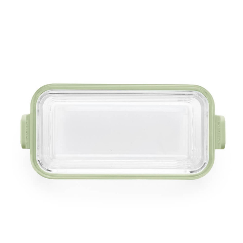 Set de 2 forme de copt dreptunghiulare Lekue 1010158, Pentru friteuză, Mânere din silicon, Sticlă borosilicată, Verde