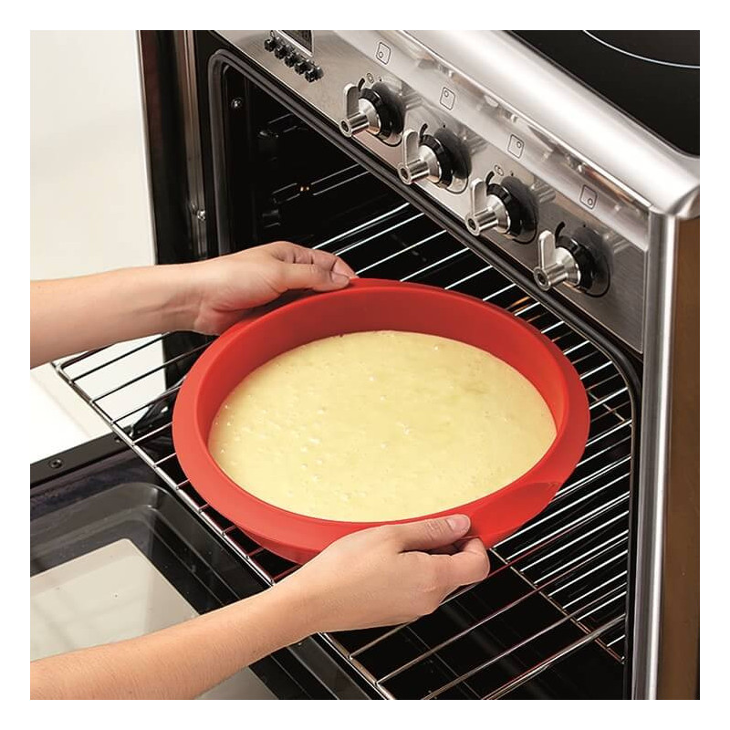 Tava de copt Lekue 1010161, Ø28 cm, -60 până la +220 °C, silicon platinat, roșu