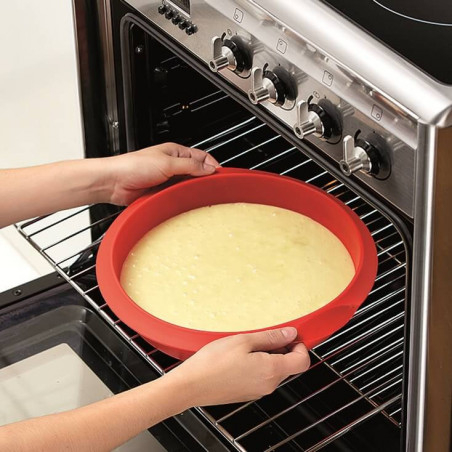 Tava de copt Lekue 1010161, Ø28 cm, -60 până la +220 °C, silicon platinat, roșu