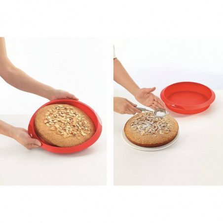 Tava de copt Lekue 1010161, Ø28 cm, -60 până la +220 °C, silicon platinat, roșu