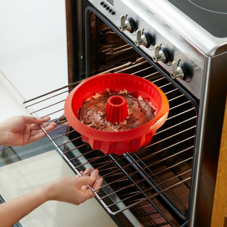 Set 2 forme de copt chec Lekue 1010162, Ø15 cm, 700 ml, -60°C/+220°C, Silicon platinat, Rosu