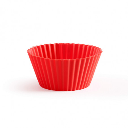 Set 6 forme pentru briose Lekue 1010163, Ø7 cm, -60°C/+220°C, Silicon platinat, Rosu