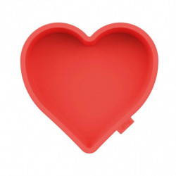 Lekue 1010173 formă de copt în formă de inimă, 24,2 x 22,9 x 4,4 cm, -60 până la +220 °C, silicon platinic, roșu
