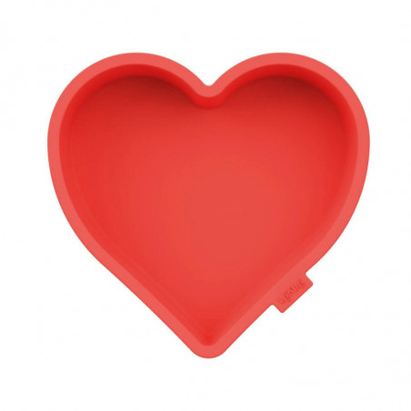 Lekue 1010173 formă de copt în formă de inimă, 24,2 x 22,9 x 4,4 cm, -60 până la +220 °C, silicon platinic, roșu