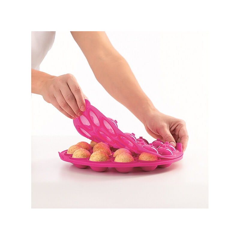 Tavă de copt Lekue 1010174, Ø25x4,3 cm, -60 până la +220 °C, silicon platinat, roz