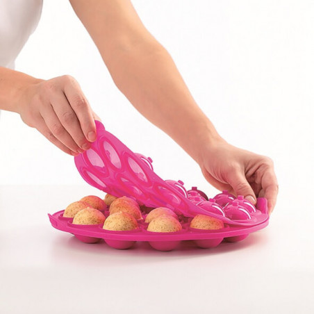 Tavă de copt Lekue 1010174, Ø25x4,3 cm, -60 până la +220 °C, silicon platinat, roz