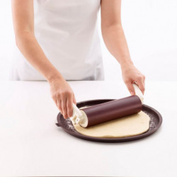 Tava pentru pizza Lekue 1010177, Ø36x1,8 cm, Perforata, Pliabila, -60°C/+220°C, Bronz