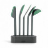 Set ustensile de bucatarie Lekue 1010178, 6 piese + suport, Margine din silicon, +4°C/+220°C, Verde
