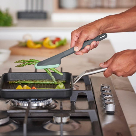 Clește de bucătărie Lekue 1010179, 28,2 cm, rezistent la zgârieturi, 4/220 °C, margine flexibilă, verde