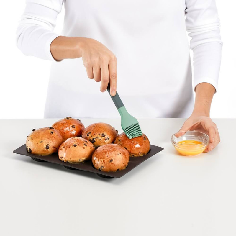 Pensulă de uns Lekue 1010185, 21 x 1,8 x 4 cm, de la +4 la +220 °C, rezistentă la zgârieturi, rășină poliesterică, verde