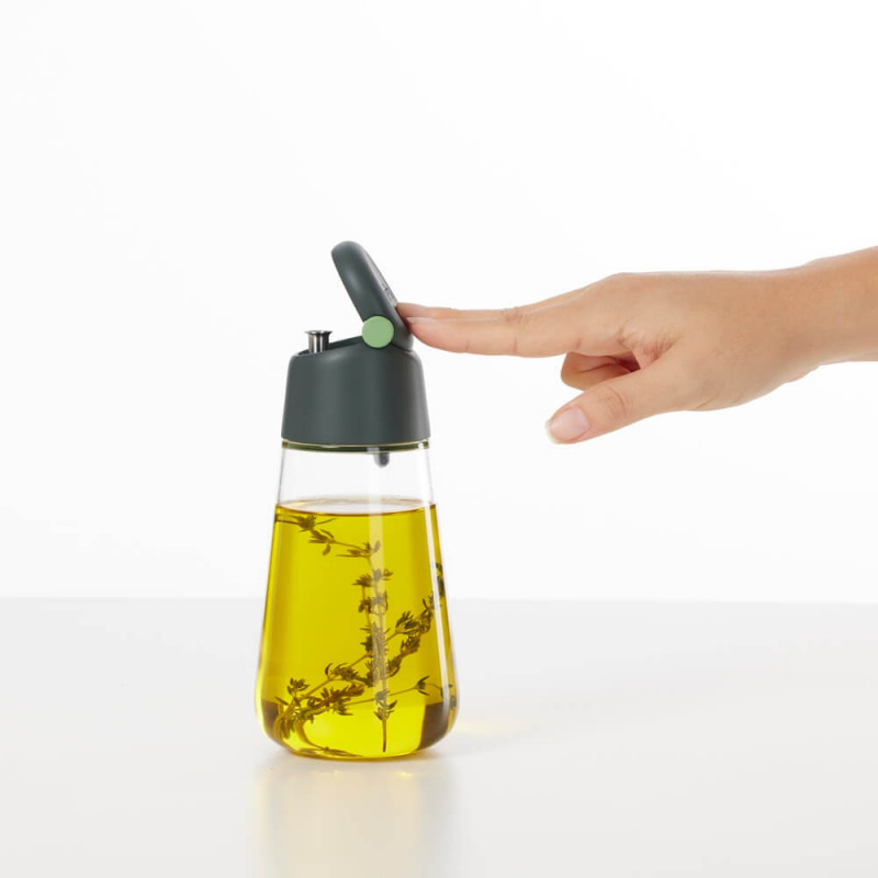 Lekue 1010190 sticlă pentru ulei/ulei de măsline, 8x17,4 cm, 400 ml, +4/+80 °C, turnare ușoară, sticlă, verde