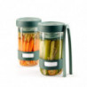 Set 2 borcane sticla pentru marinat Lekue 1010192, 2 x 700 ml, Disc de presare, -20/+100 °C, 3 piese, Verde