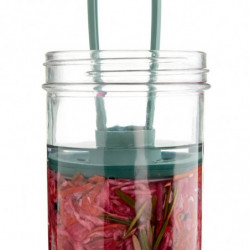 Set 2 borcane sticla pentru marinat Lekue 1010192, 2 x 700 ml, Disc de presare, -20/+100 °C, 3 piese, Verde