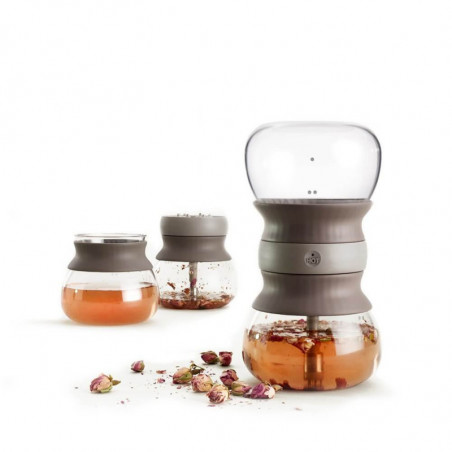 Infuzor pentru ceai Lekue 1010194, 500 ml, -20°C/+100°C, Sticla si silicon, Maro