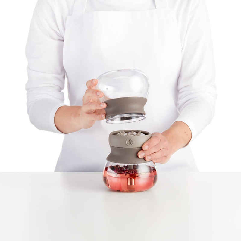 Infuzor pentru ceai Lekue 1010194, 500 ml, -20°C/+100°C, Sticla si silicon, Maro