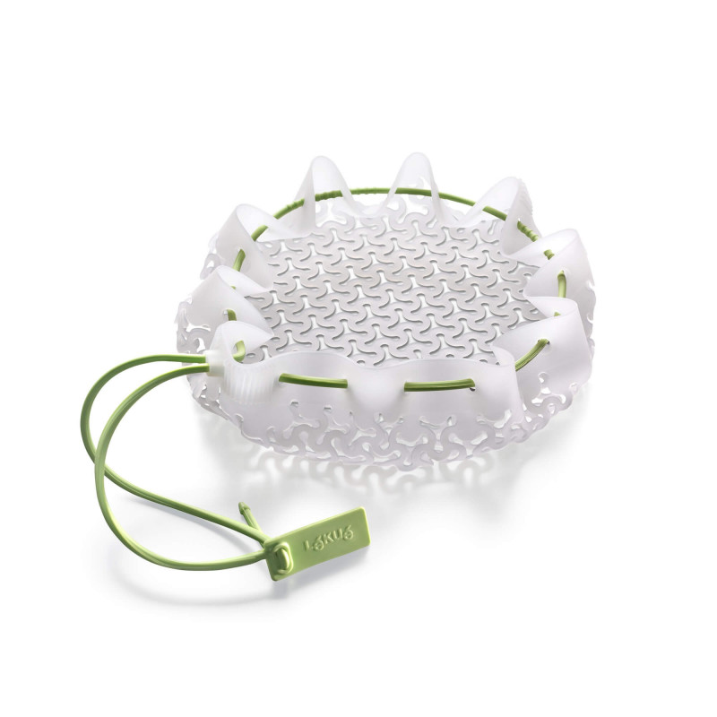 Plasa pentru fiert legume si paste Lekue 1010196, 31 cm, -60°C/+220°C, Alb/Verde