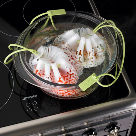Plasa pentru fiert legume si paste Lekue 1010196, 31 cm, -60°C/+220°C, Alb/Verde