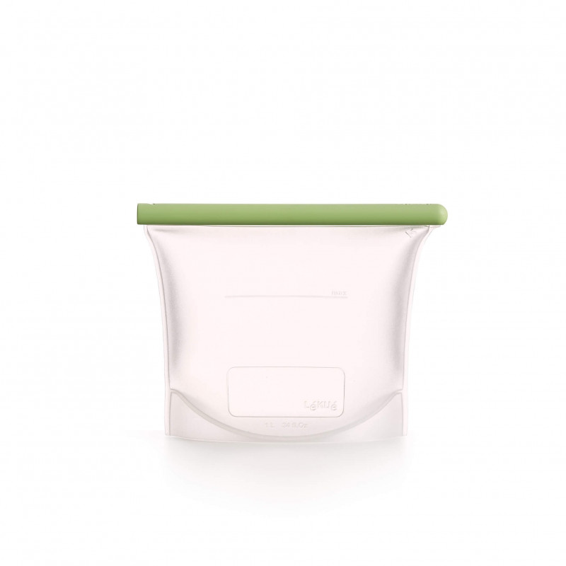 Punga depozitare si congelare Lekue 1010206, 21,5 x 18,5 cm, 1 l, Silicon platinat, -20°C/+80°C, Verde