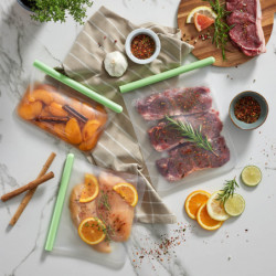 Punga depozitare si congelare Lekue 1010206, 21,5 x 18,5 cm, 1 l, Silicon platinat, -20°C/+80°C, Verde