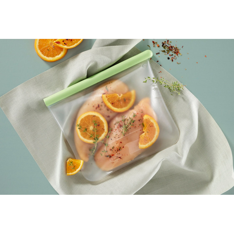 Punga depozitare si congelare Lekue 1010206, 21,5 x 18,5 cm, 1 l, Silicon platinat, -20°C/+80°C, Verde