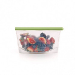 Lekue 1010208 pungă pentru depozitarea și congelarea lichidelor și alimentelor, 500 ml, silicon, rezistentă la scurgeri, câmp de etichetare, multifuncțională, -60/+220 °C, verde