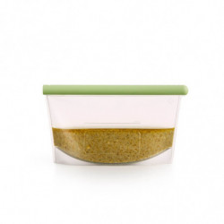 Lekue 1010208 pungă pentru depozitarea și congelarea lichidelor și alimentelor, 500 ml, silicon, rezistentă la scurgeri, câmp de etichetare, multifuncțională, -60/+220 °C, verde
