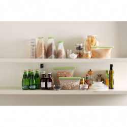 Lekue 1010209 pungă de depozitare și congelare pentru lichide și alimente, 1 litru, silicon, rezistentă la scurgeri, zonă de etichetare, multifuncțională, -60/+220 °C, verde