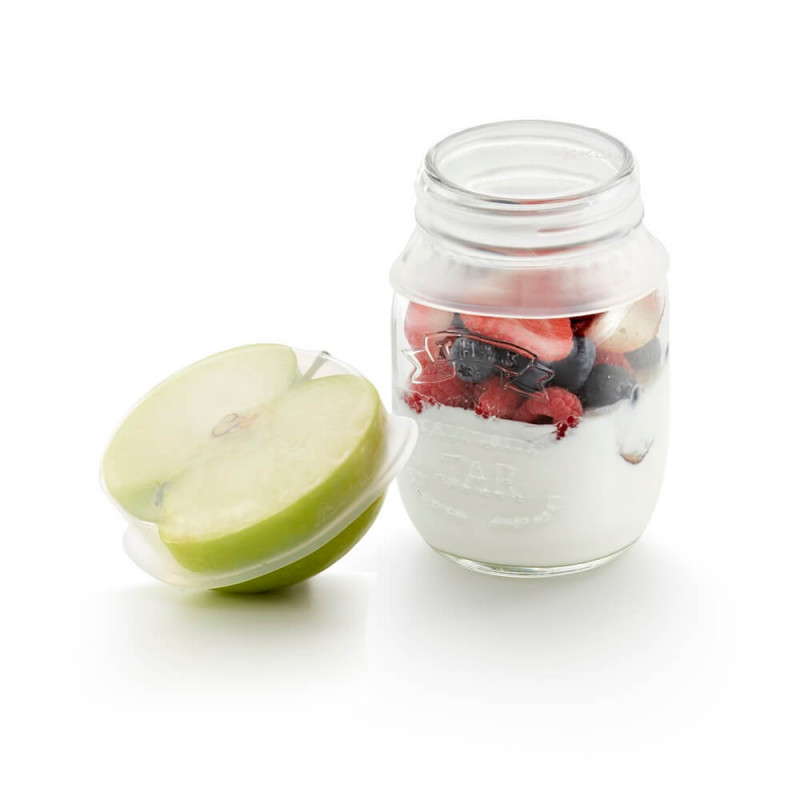 Set 2 capace depozitare Lekue 2 1010211, Ø8,5 cm, Silicon platinat, -60°C/+220°C, Transparent