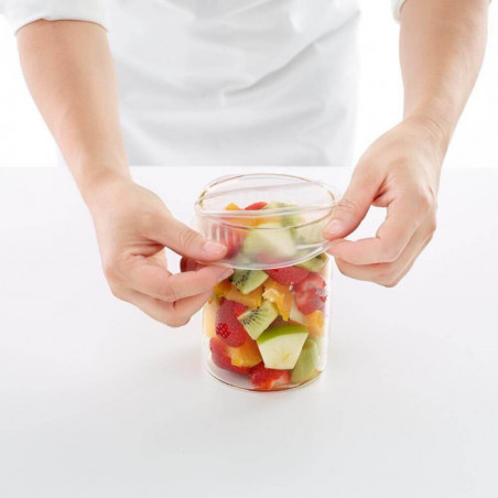 Set 2 capace depozitare Lekue 2 1010211, Ø8,5 cm, Silicon platinat, -60°C/+220°C, Transparent