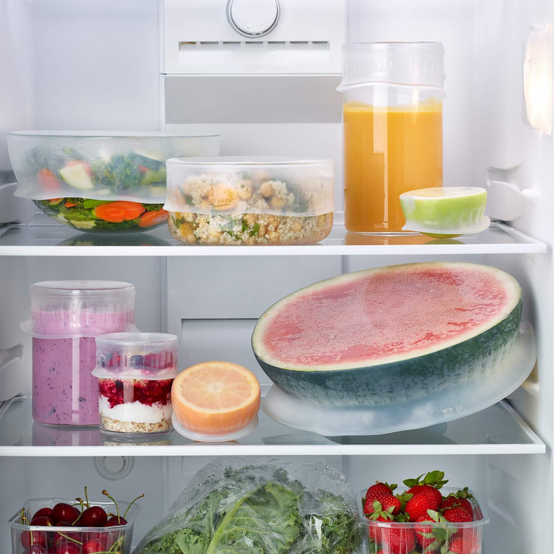 Capac de depozitare Lekue 1010215, 26-30 cm, silicon, etanșare ermetică, -60/+220 °C, transparent