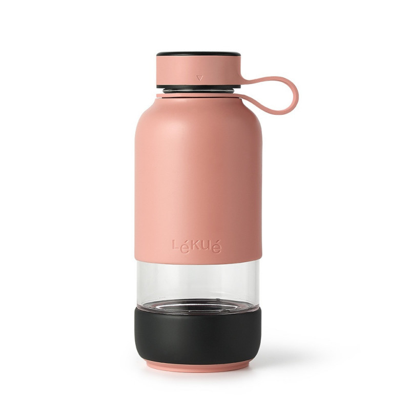 Sticla cu filtru incorporat Lekue On The Go 1010228, 500 ml, Sticla borosilicata, -20°C/+60°C, Coral