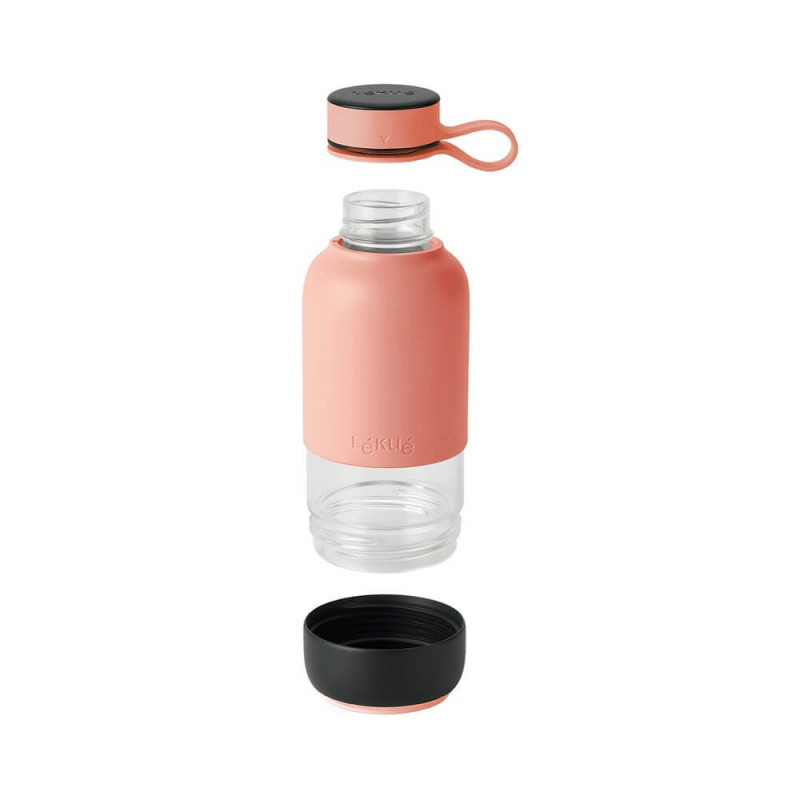 Sticla cu filtru incorporat Lekue On The Go 1010228, 500 ml, Sticla borosilicata, -20°C/+60°C, Coral