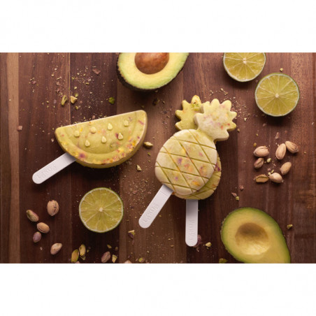 Set 4 forme pentru inghetata pe bat Lekue 1010239, 340 ml, -20°C/+100°C, Silicon platinat, Multicolor