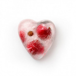 Forma cuburi de gheata cu capac Lekue 1010244, 23x12x3 cm, 14 inimioare, Stearin, -40°C / +60°C, Rosu