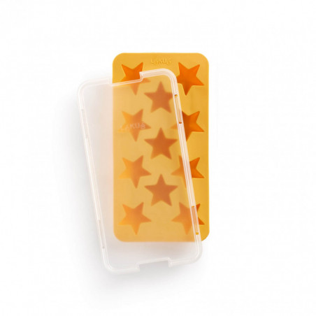 Forma cuburi de gheata cu capac Lekue 1010245, 23x11,8x3 cm, 11 stele, Stearin, -40°C / +60°C, Galben