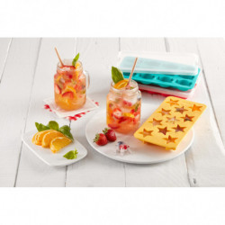 Forma cuburi de gheata cu capac Lekue 1010245, 23x11,8x3 cm, 11 stele, Stearin, -40°C / +60°C, Galben