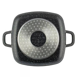 Cratita pentru cuptor si plita Kinghoff KH 1601, 20x20 cm, 2,8 l, Acoperire marmura, Inductie, Negru