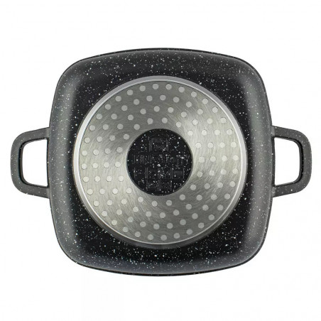 Cratita pentru cuptor si plita Kinghoff KH 1601, 20x20 cm, 2,8 l, Acoperire marmura, Inductie, Negru