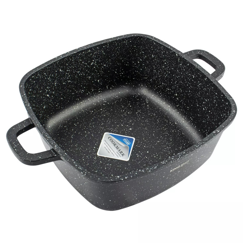 Cratita pentru cuptor si plita Kinghoff KH 1601, 20x20 cm, 2,8 l, Acoperire marmura, Inductie, Negru