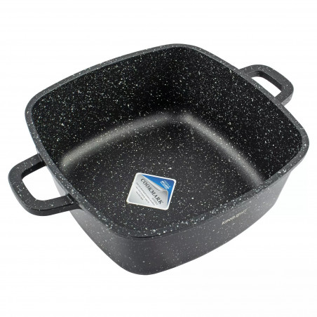 Cratita pentru cuptor si plita Kinghoff KH 1601, 20x20 cm, 2,8 l, Acoperire marmura, Inductie, Negru