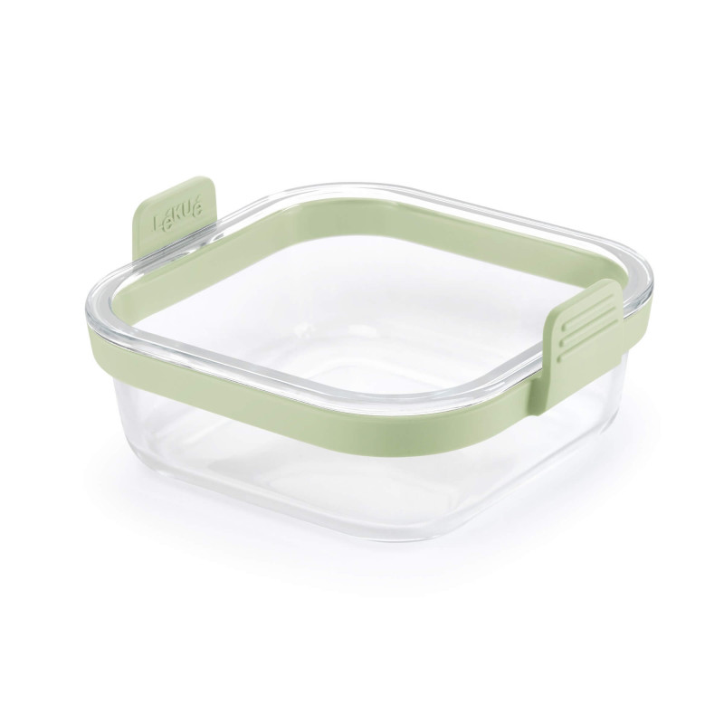 Tavă pentru friteuză cu aer cald Lekue 1010159, 18,5 x 17,5 x 9,5 cm, sticlă, mânere antiderapante, -20/+220 °C, ușor de curățat, verde