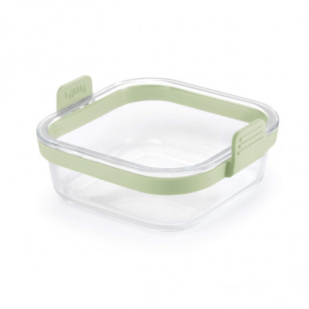 Tavă pentru friteuză cu aer cald Lekue 1010159, 18,5 x 17,5 x 9,5 cm, sticlă, mânere antiderapante, -20/+220 °C, ușor de curățat, verde