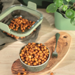 Tavă pentru friteuză cu aer cald Lekue 1010159, 18,5 x 17,5 x 9,5 cm, sticlă, mânere antiderapante, -20/+220 °C, ușor de curățat, verde