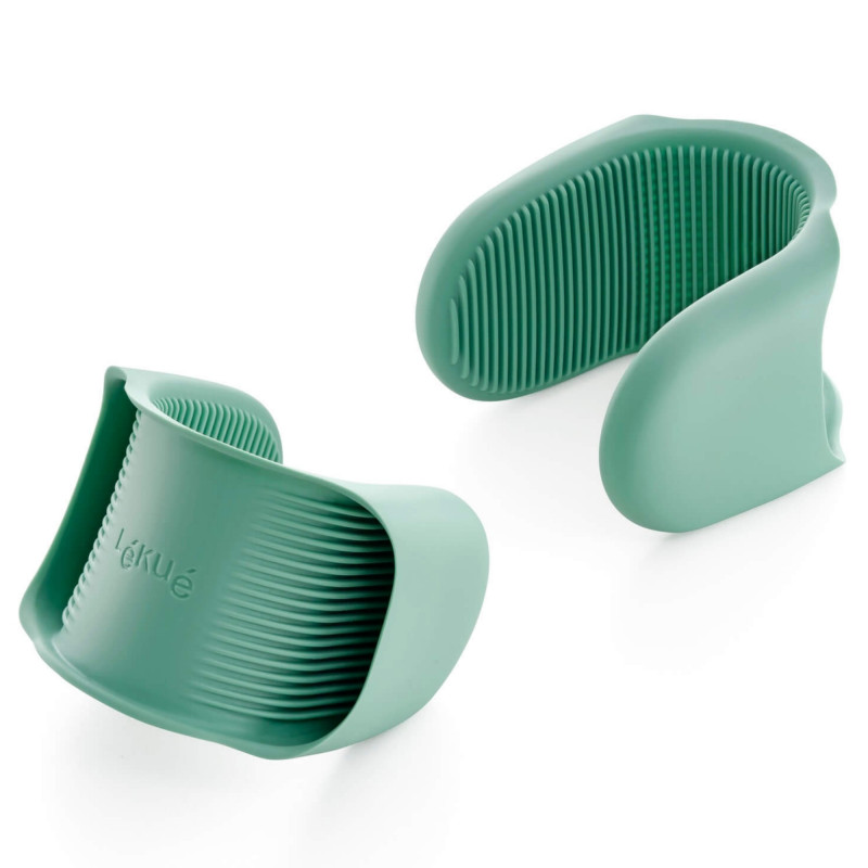 Set 2 manusi pentru vase fierbinti Lekue 1010204, Silicon, antiderapant, -60/+220 °C, Verde