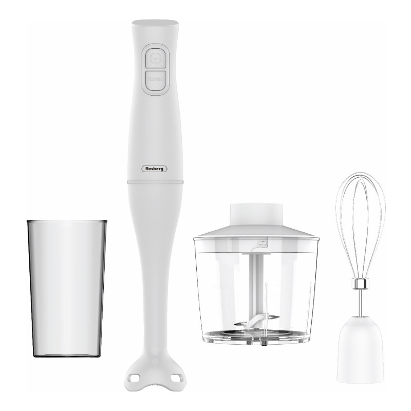 Blender si tocator 3in1 Rosberg R51112OC, 350 W, 0,7 l, 2 viteze, Tel, Alb